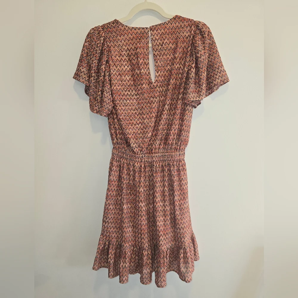 Ramy Brook Chevron Mini Dress in Orange and Black Size Small Nwt - Picture 5 of 8